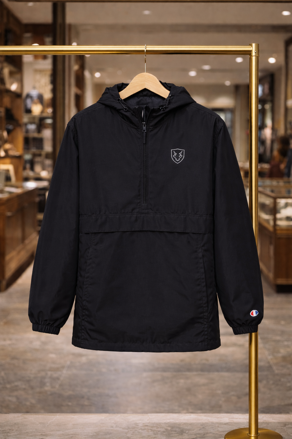 Anorak Lobo Negro Empacable | Escudo Contra la Adversidad – Windbreaker Negro