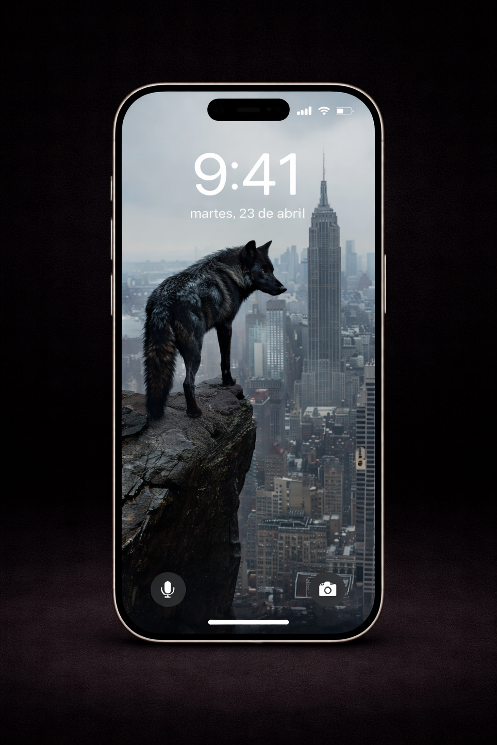 PACK 4 WALLPAPERS + 4 GRATIS - El lobo frente a New York – la jungla de acero| Premium 4K Vertical Wallpapers