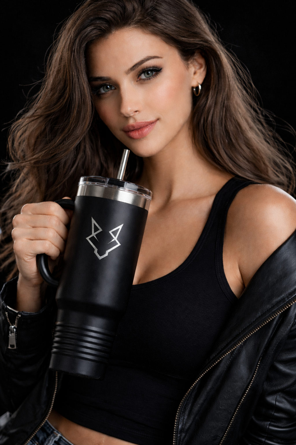 Travel Mug Lobo Negro™ – Acero Inoxidable Negro Mate | 40oz
